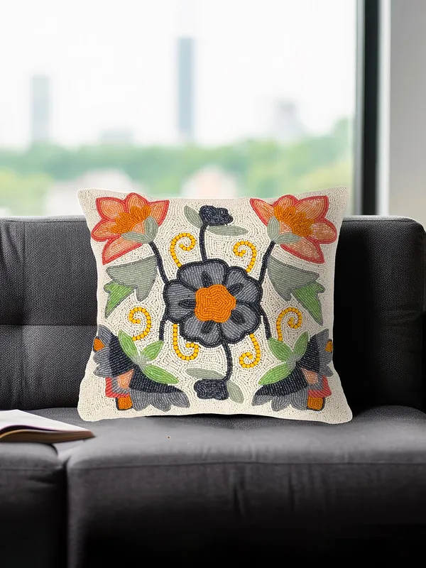 Multicolor_Printed_100%_Beaded_Cushion_Covers_Cushion_Case_Pillowcases_Multi_Leaf_16X16_Inches_(40X40_Cms)_Throw_Pillow_Sham_Floral_Cushion_Covers_For_Sofa_Couch_Bed_Chair_Pack_Of_1