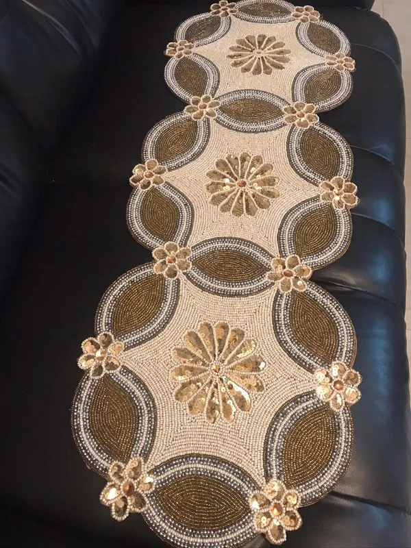 Turquoise_Premium_Handcrafted_Beautiful_Beaded_Dinning_Table_Runner_13/36_Beige_Brown_Desgin