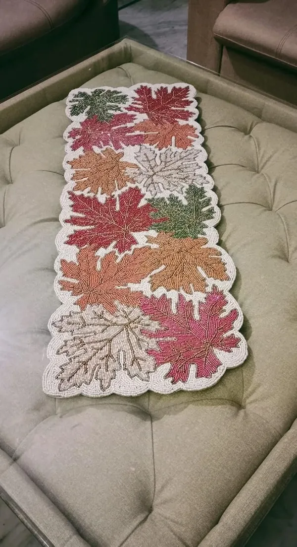 White_&_Purple_Premium_Handcraf_Beautiful_Beaded_Table_Runner_Craftsmanship_(13_*_36_Inch_)