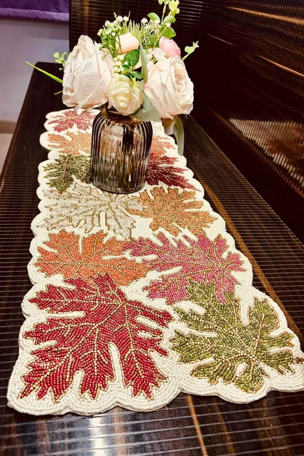 White_&_Purple_Premium_Handcraf_Beautiful_Beaded_Table_Runner_Craftsmanship_(13_*_36_Inch_)