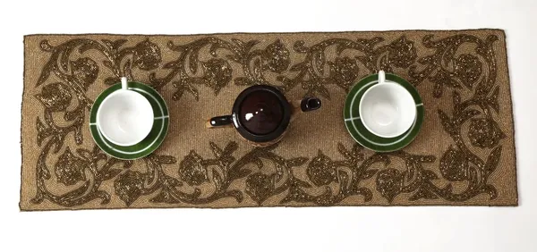 Turquoise_Premium_Handcrafted_Beautiful_Beaded_Dinning_Table_Runner_13/36_Recatngle_Beige