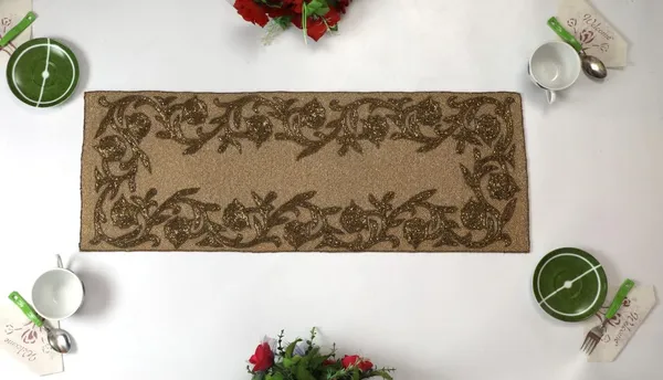 Turquoise_Premium_Handcrafted_Beautiful_Beaded_Dinning_Table_Runner_13/36_Recatngle_Beige