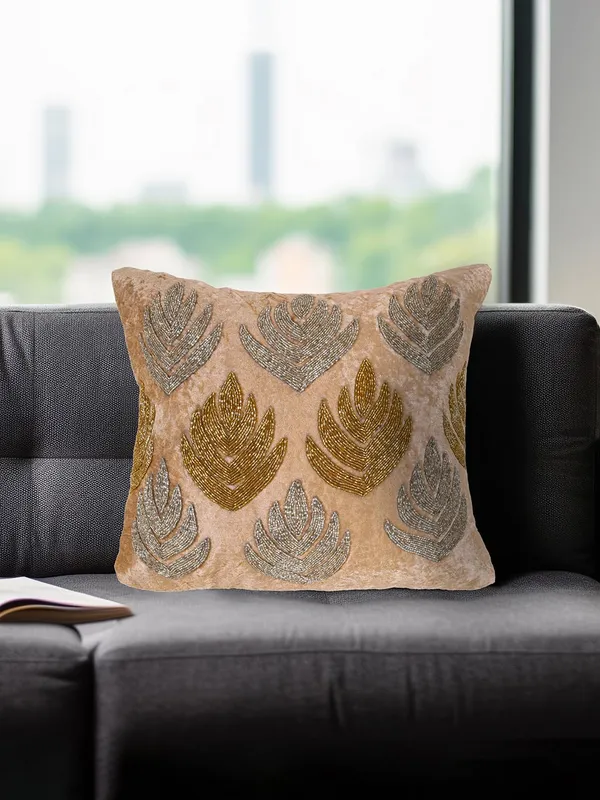 Multicolor_Cotton100%_Beaded_Cushion_Covers_Cushion_Case_Pillowcases_16X16_Inches_(40X40_Cms)_Throw_Pillow_Sham_Floral_Cushion_Covers_For_Sofa_Couch_Bed_Chair_Pack_Of_1_Flora_Pattern