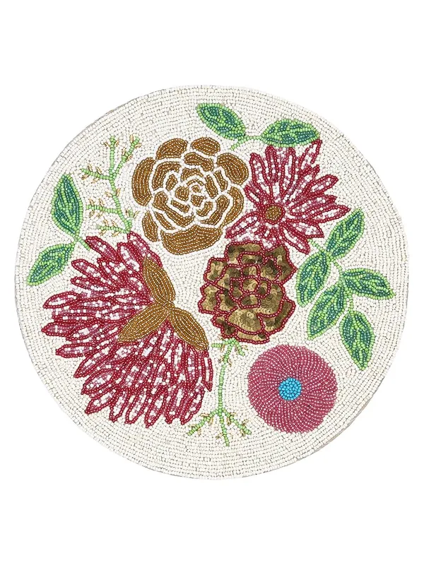Firozi_Poleyster_Placemats,_Beaded_Design,14_Inch_Gulmohar_Floral_Pattern,_Best_For_Bed-Side_Table/Center_Table,_Dining_Table/Shelves_Pack_Of_2