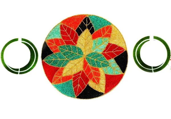Multicolor_Poleyster_Placemats,_Beaded_Design,14_Inch_Multicolor_Leaves_Round_Pattern,_Best_For_Bed-Side_Table/Center_Table,_Dining_Table/Shelves