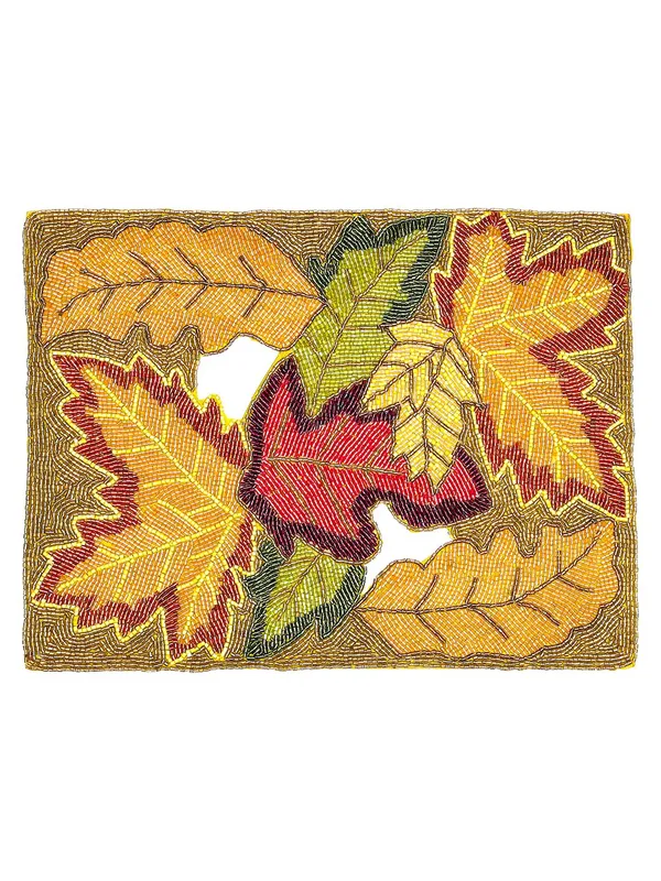 Firozi_Poleyster_Placemats,_Beaded_Design,14_Inch_Reactngle_Golden_Multicolor_Emb.Pattern,_Best_For_Bed-Side_Table/Center_Table,_Dining_Table/Shelves