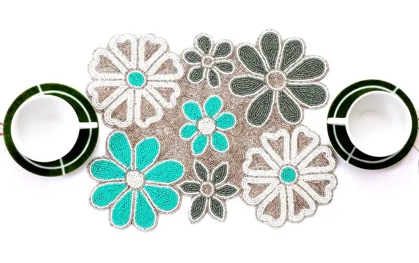 Turquise_Beaded_Placemats,14_Inch_Turquise_Rectangle_Pattern,Dining_Table_Place_Mats_Pack_Of_1_Heat_Resistant,_Table_Top_Mat,_Place_Mat_|_Centerpiece_For_Coffee_Table_And_Dining_Table_Best_For_Bed-Side