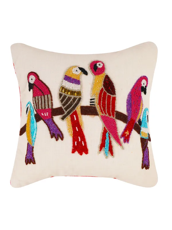 Multicolour_:Cotton100%_Beaded_Cushion_Covers_Cushion_Case_Pillowcases_16X16_Inches_(40X40_Cms)_Throw_Pillow_Sham_Floral_Cushion_Covers_For_Sofa_Couch_Bed_Chair_Pack_Of_1_C-B05