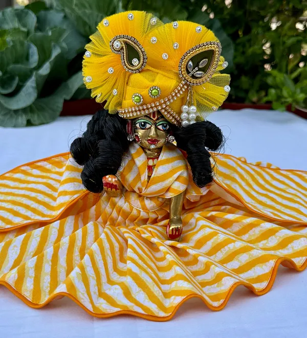 Laddu_Gopal_Yellow_Cotton_Stripe_Dress