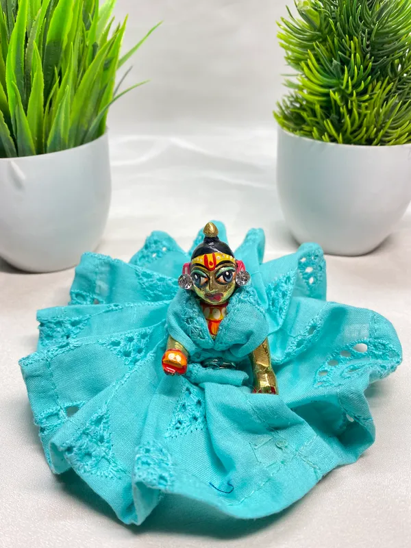 Laddu_Gopal_Sky_Blue_Cotton_Dress_with_Pagdi