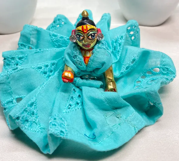 Laddu_Gopal_Sky_Blue_Cotton_Dress_with_Pagdi