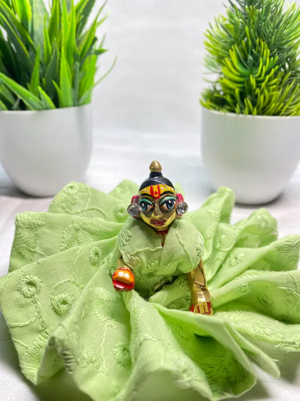 Laddu_Gopal_Green_Chikankari_Cotton_Dress