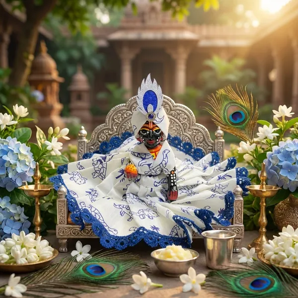 Laddu_Gopal_Summer_Cotton_Dress_Blue_Gokul_With_Pagdi