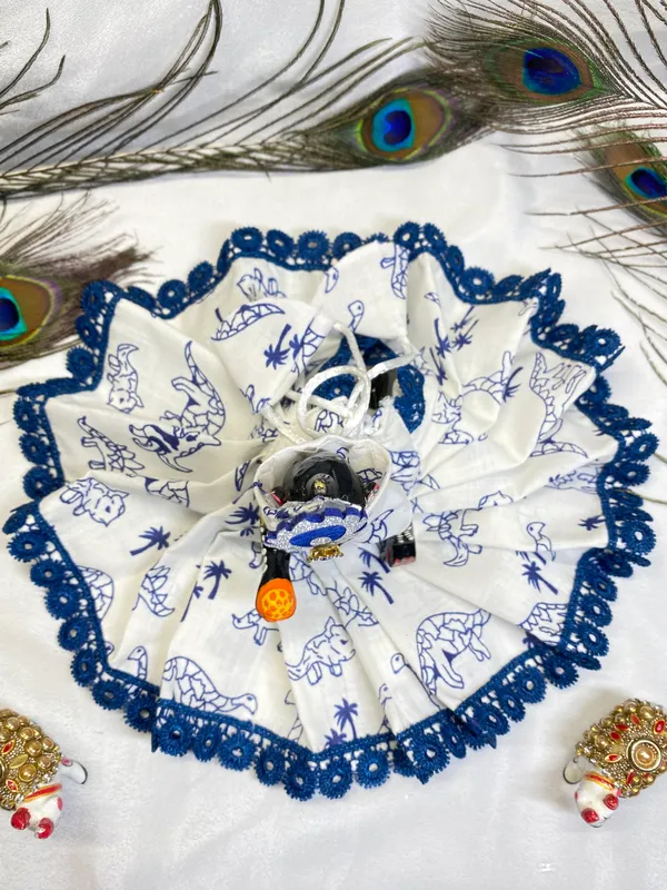 Laddu_Gopal_Summer_Cotton_Dress_Blue_Gokul_With_Pagdi