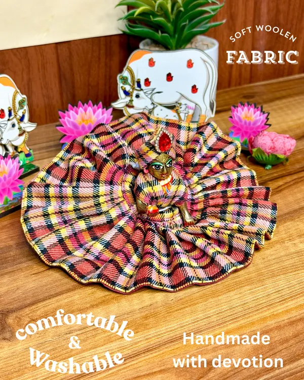 Laddu_Gopal_Woollen_Check_Poshak_(Combo_of_3_Dresses)