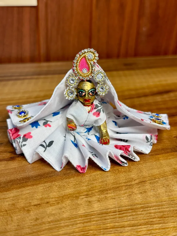 Bal_Radha_White_Cotton_Poshak_with_Dupatta_&_Chandrika