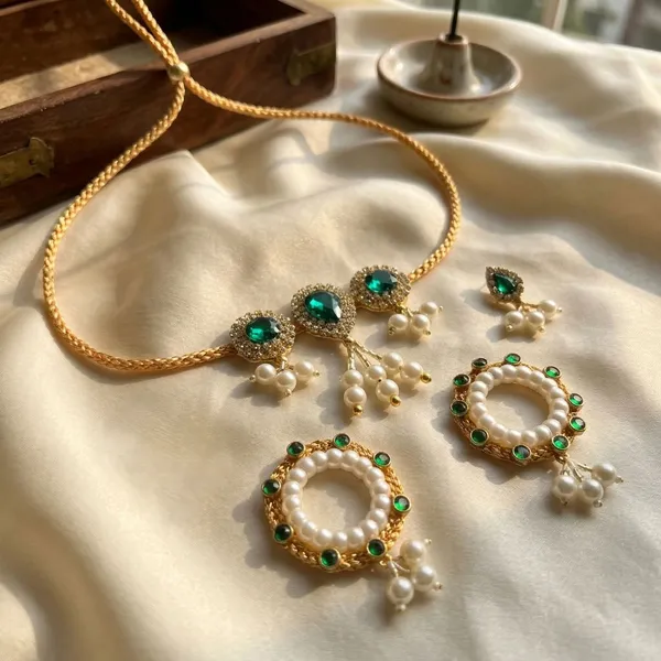 Green_Jewellery_Set_for_4"_Idol_Jagannath_Ji_Family