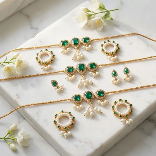 Green_Jewellery_Set_for_4"_Idol_Jagannath_Ji_Family