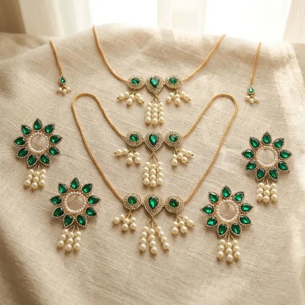 Green_Jewellery_Set_for_7-8"_Idol_Jagannath_Ji_Family