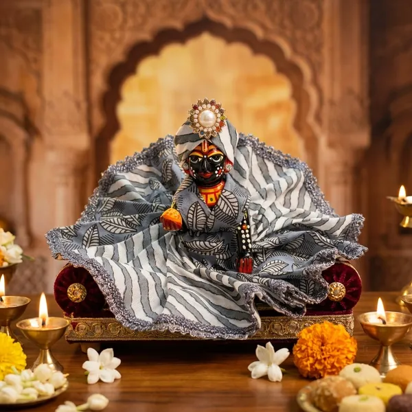 Laddu_Gopal_Summer_Cotton_Grey_Poshak_With__Pagdi