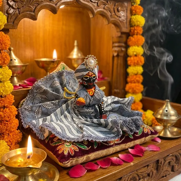 Laddu_Gopal_Summer_Cotton_Grey_Poshak_With__Pagdi