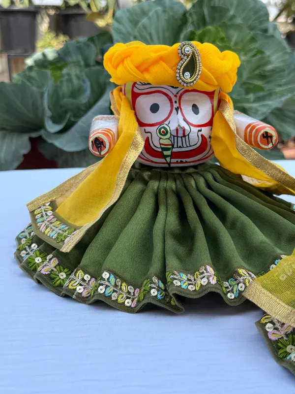 Jagannath_Ji_Green_Satin_10_pc_Dress_Set