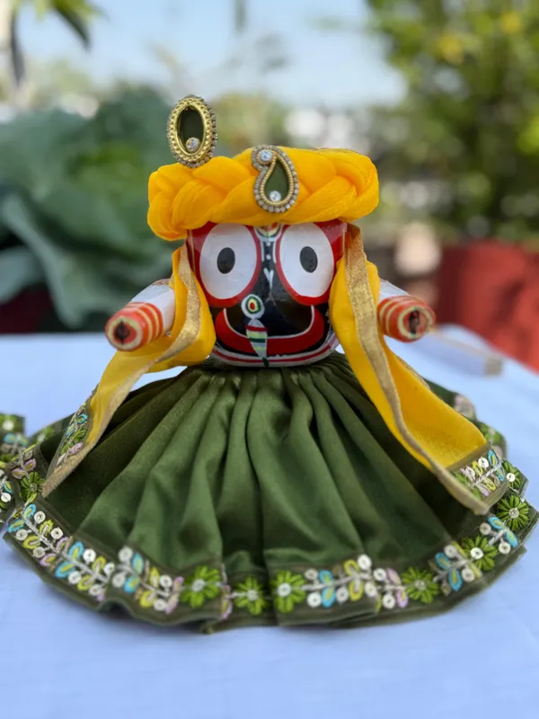 Jagannath_Ji_Green_Satin_10_pc_Dress_Set