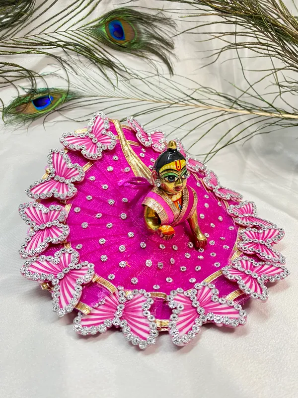 Laddu_Gopal_Pink_Butterfly_Dress_With_Pagdi