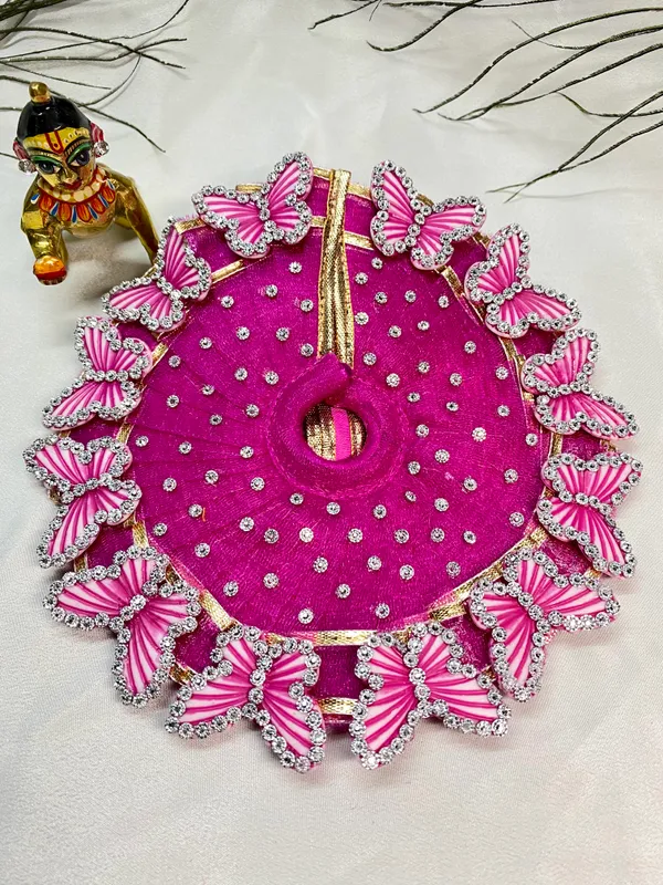 Laddu_Gopal_Pink_Butterfly_Dress_With_Pagdi