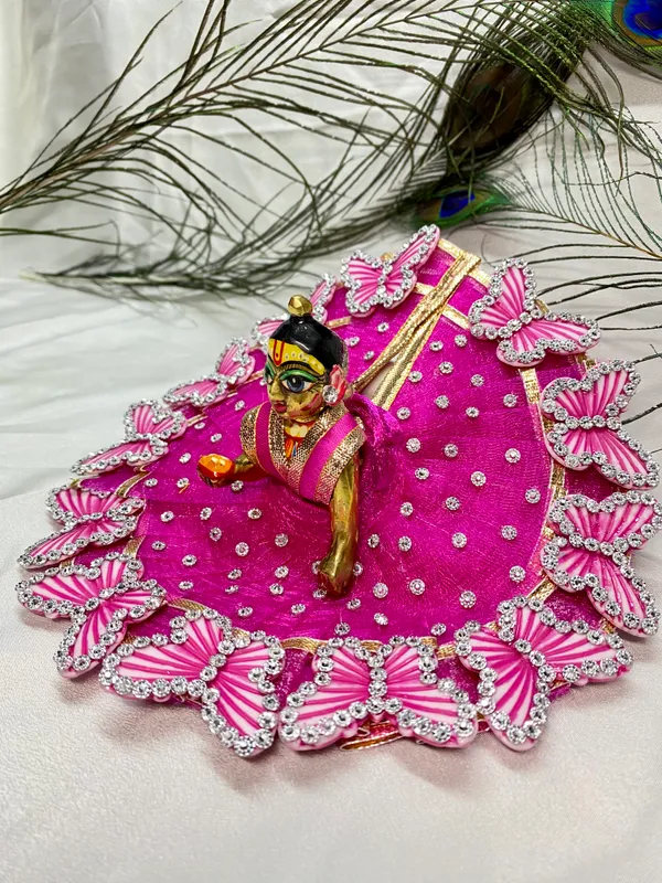Laddu_Gopal_Pink_Butterfly_Dress_With_Pagdi