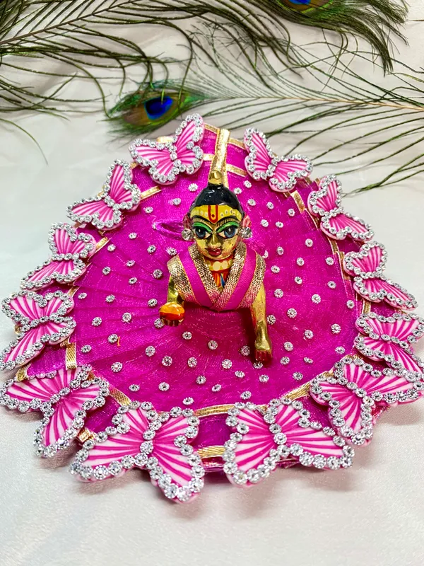 Laddu_Gopal_Pink_Butterfly_Dress_With_Pagdi