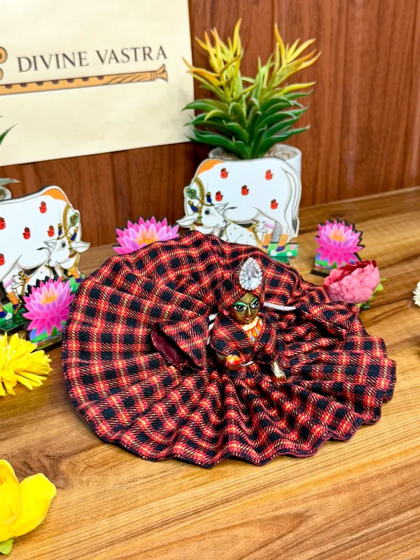 Laddu_Gopal_Woollen_Check_Poshak_(Combo_of_3_Dresses)