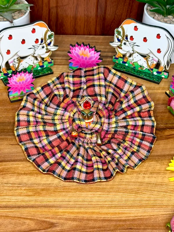 Laddu_Gopal_Woollen_Check_Poshak_(Combo_of_3_Dresses)