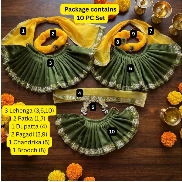 Jagannath_Ji_Green_Satin_10_pc_Dress_Set