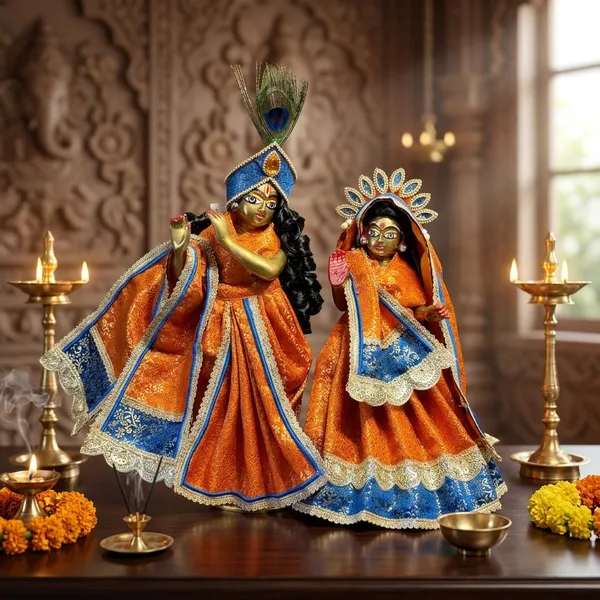 Radha_Krishna_Orange_|_Blue_Dress