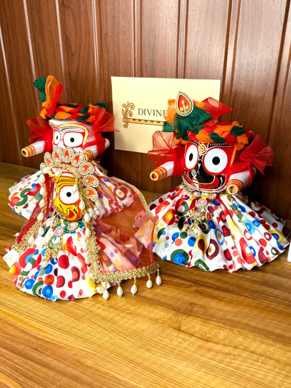 jagannath dress design Buy Premium Collection of Pure Cotton Dress for Lord Jagannath Lord Balaram  Maa Subhadra for 6 inch Size murti (3 mukut, 3 Uttari and 3 Ghagra for  Height 15cm Idol Online at