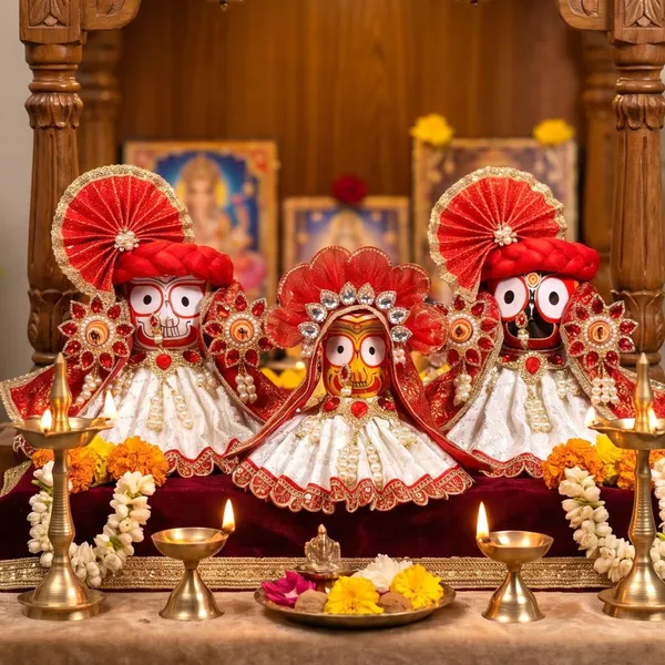 Jagannath_Ji_Family_Festive_Special_Red_White_Dress_|_Poshak_Set