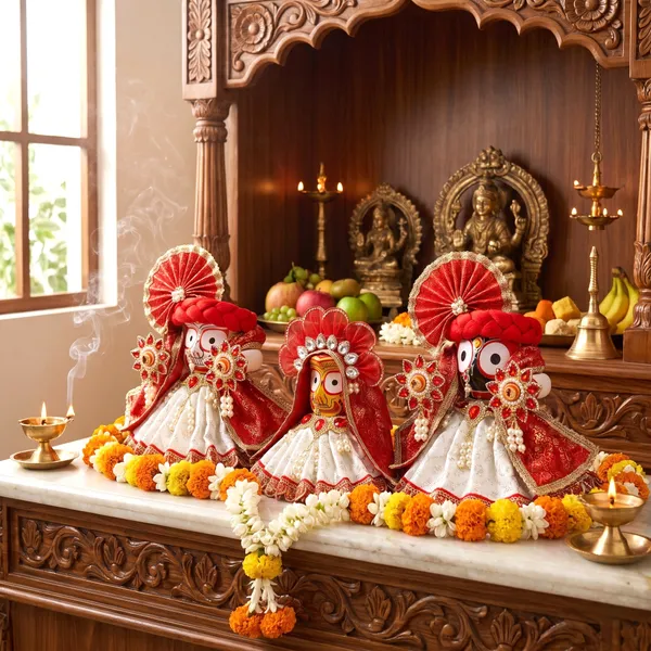 Jagannath_Ji_Family_Festive_Special_Red_White_Dress_|_Poshak_Set