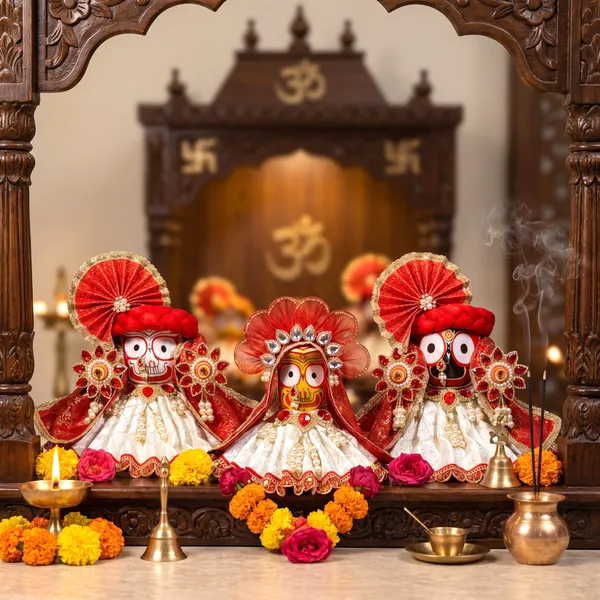 Jagannath_Ji_Family_Festive_Special_Red_White_Dress_|_Poshak_Set