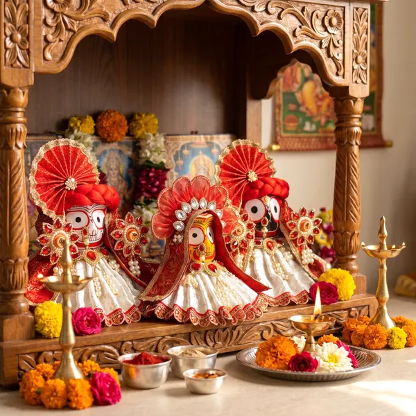 Jagannath_Ji_Family_Festive_Special_Red_White_Dress_|_Poshak_Set