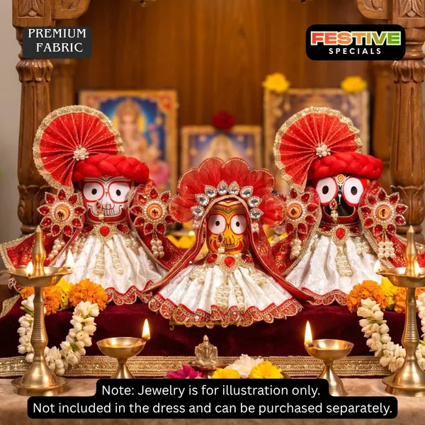 Jagannath_Ji_Family_Festive_Special_Red_White_Dress_|_Poshak_Set