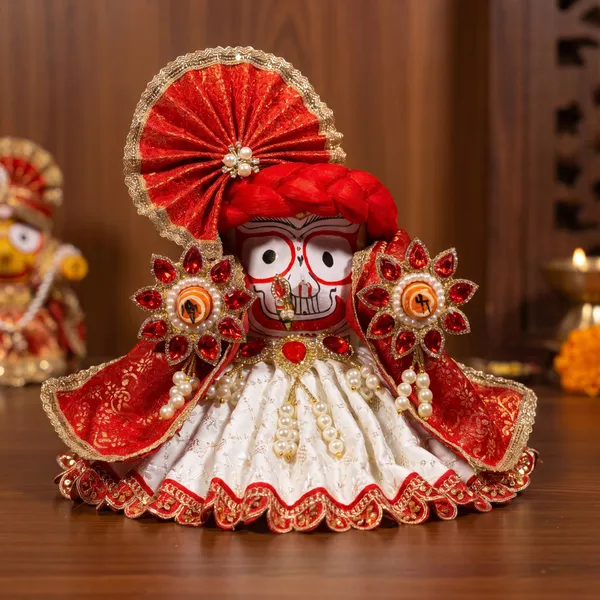 Jagannath_Ji_Family_Festive_Special_Red_White_Dress_|_Poshak_Set