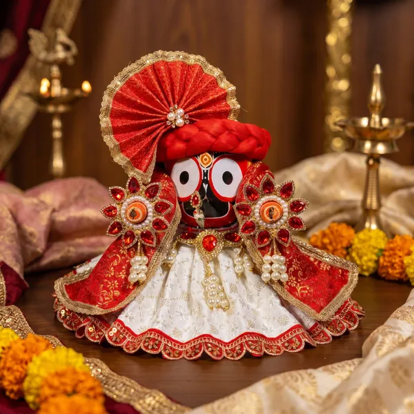 Jagannath_Ji_Family_Festive_Special_Red_White_Dress_|_Poshak_Set