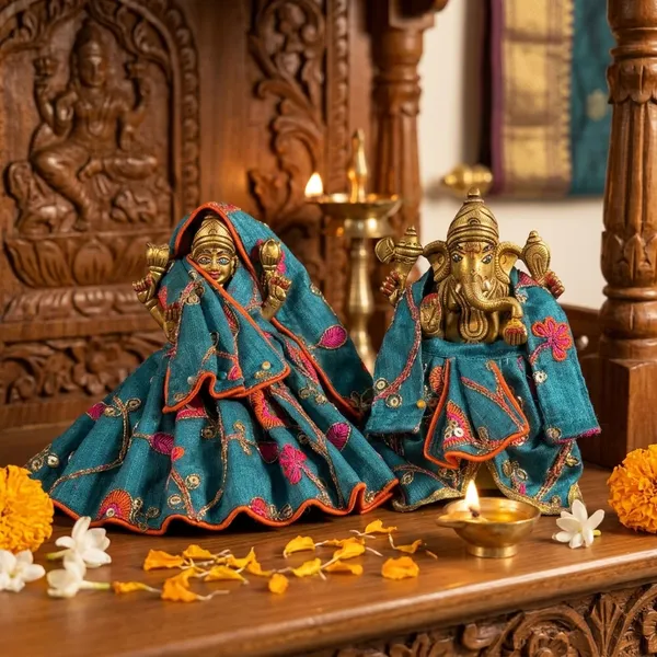 Teal_Lakshmi_Ganesh_Ji_Poshak