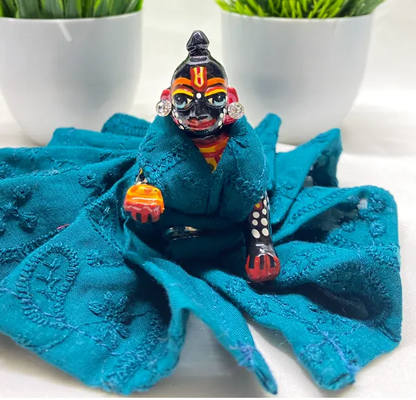 Laddu_Gopal_Blue_Chikankari_Cotton_Dress