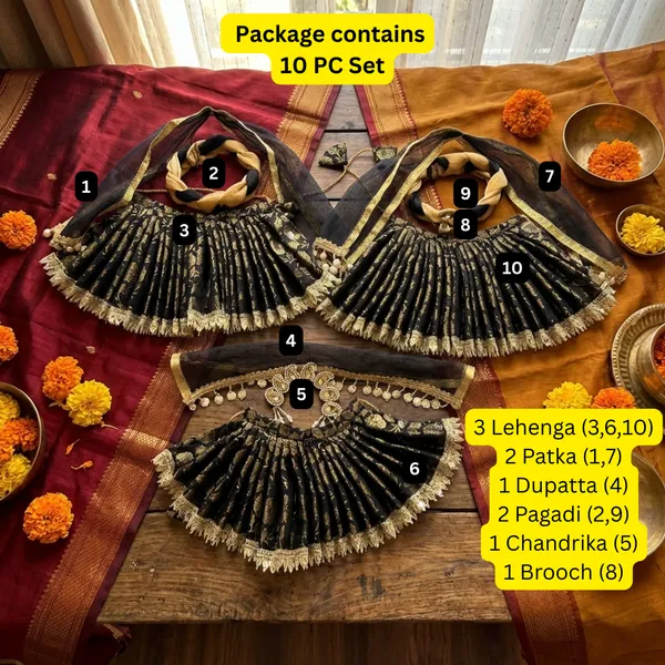 Jagannath_Family_Black_Gold_Brocade_10_pc_Dress_Set