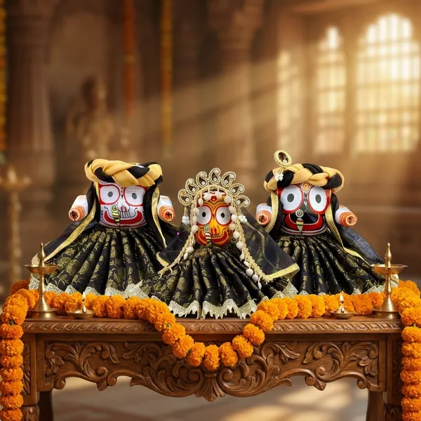 Jagannath_Family_Black_Gold_Brocade_10_pc_Dress_Set
