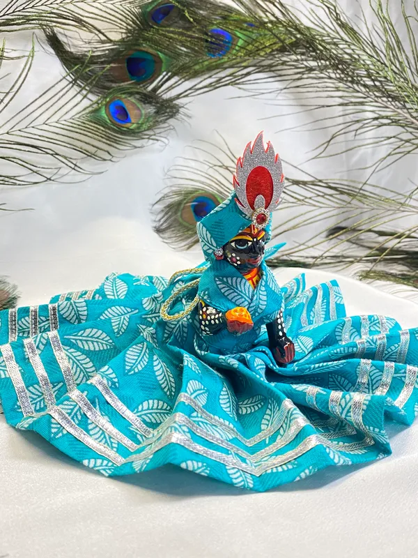 Laddu_Gopal_Aqua_Leaf__Dress_With__Pagdi