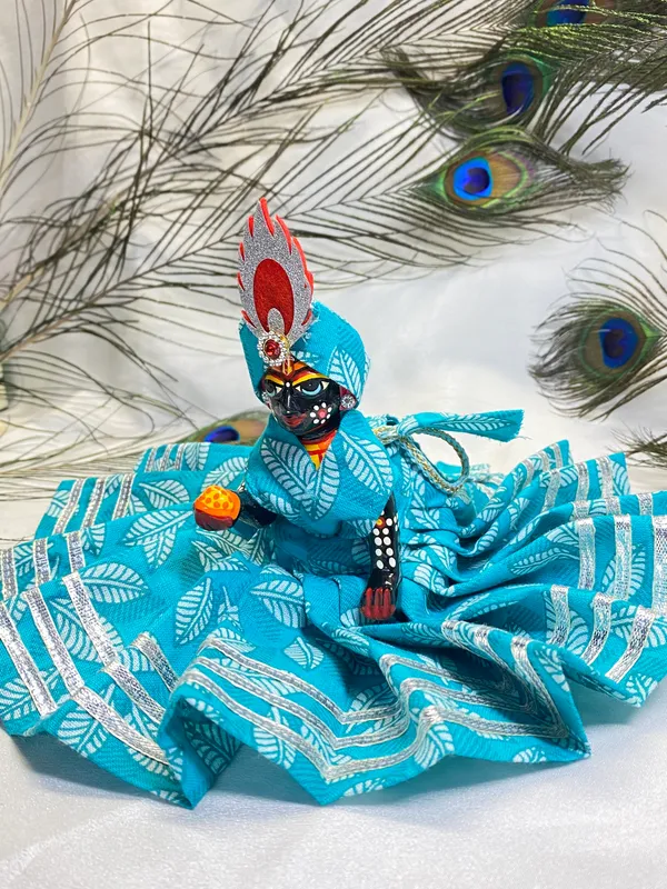 Laddu_Gopal_Aqua_Leaf__Dress_With__Pagdi