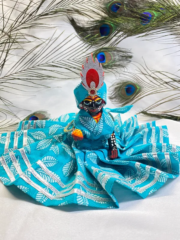 Laddu_Gopal_Aqua_Leaf__Dress_With__Pagdi